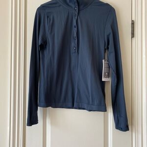 Athleta Ribbed Henley Pullover. Grayish blue